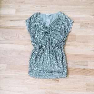 Sequined Silver Cocktail Dress
